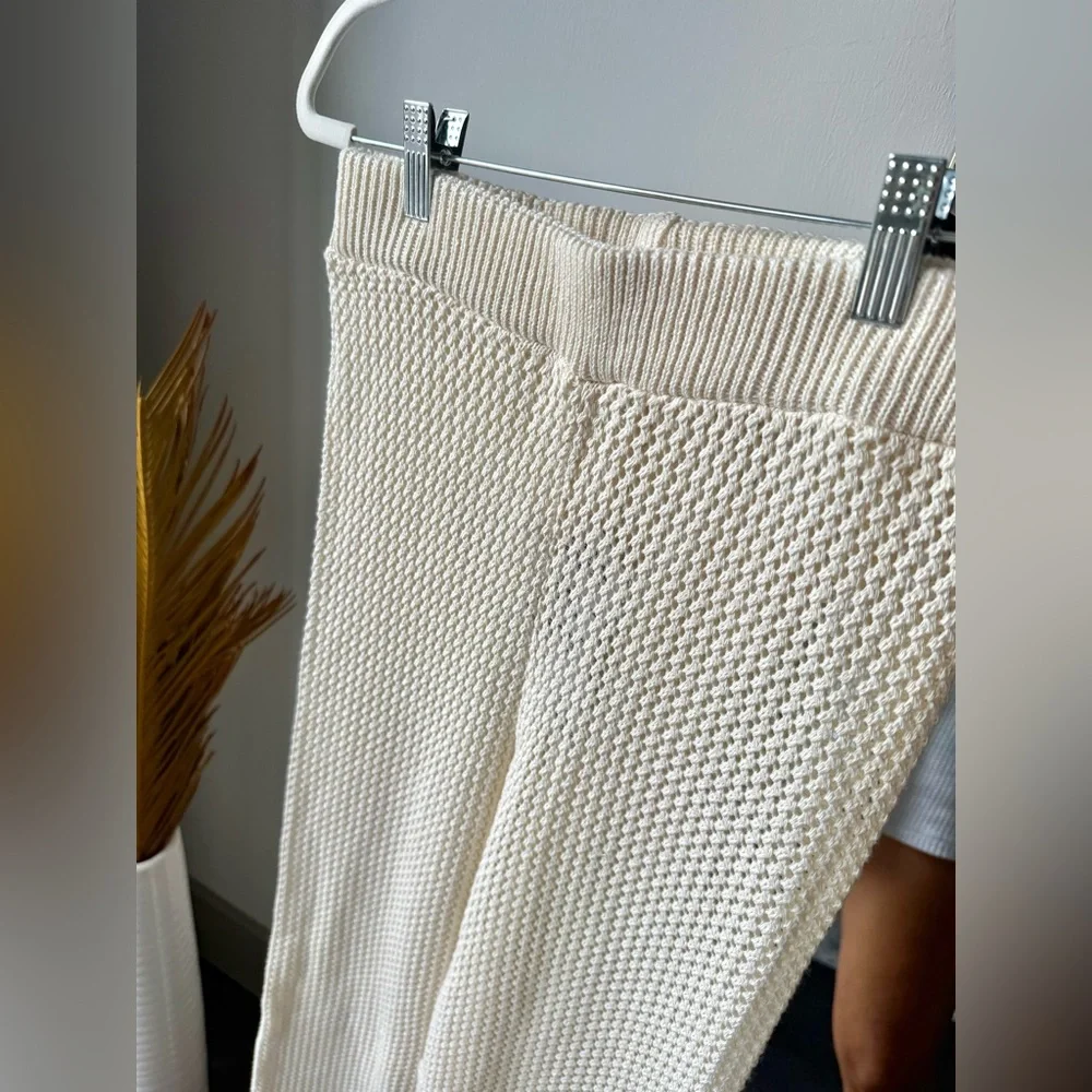 MISS SELFRIDGE ASOS Crochet Wide Leg High Waisted Ivory Beach Pant